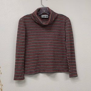 Y2K Striped Turtleneck Long Sleeve Top